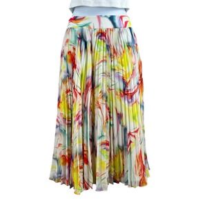Alice + Olivia Multicolor Pleated Midi Skirt